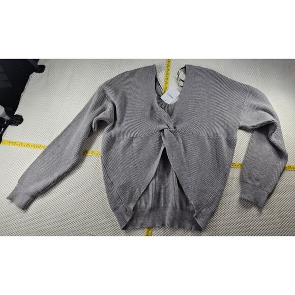 Forever 21 Women's 2X Gray Long Sleeve Twist Front Crop Y2K Cozy Soft - Picture 7 of 14
